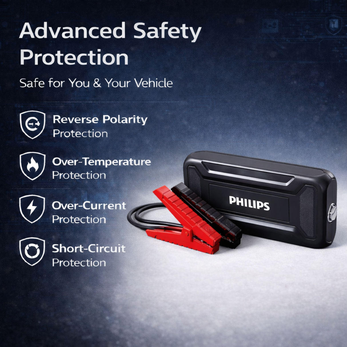 PHILIPS Jump Starter for Car Battery 12V/600A Vehicles, 9900mAH