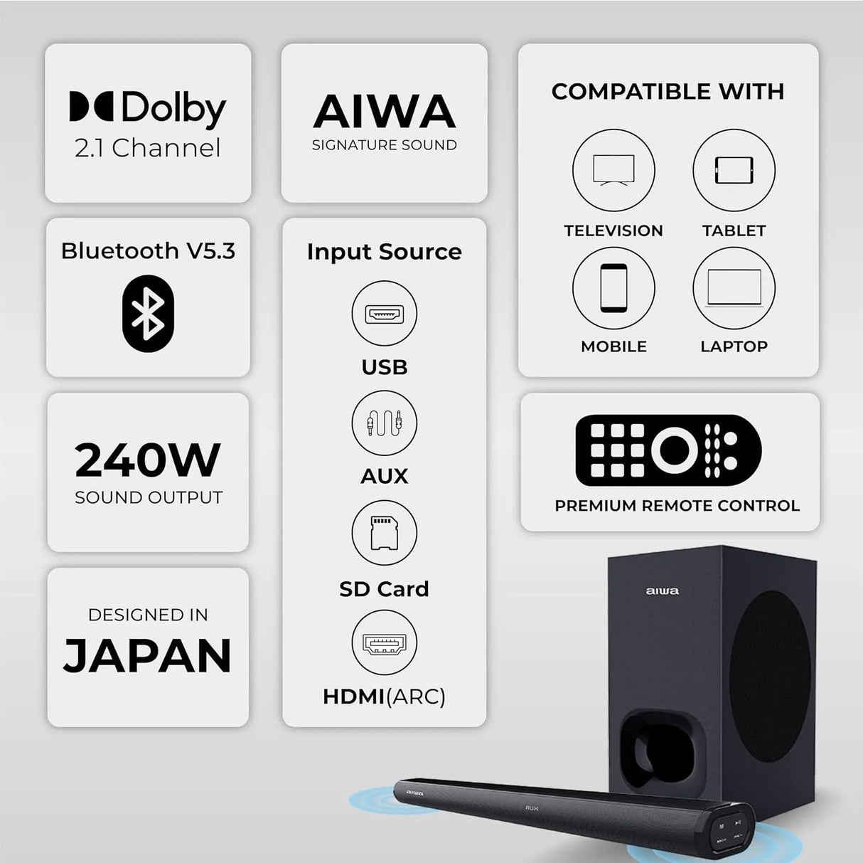 AW-SSB240 (Black) Soundbar with Bluetooth
