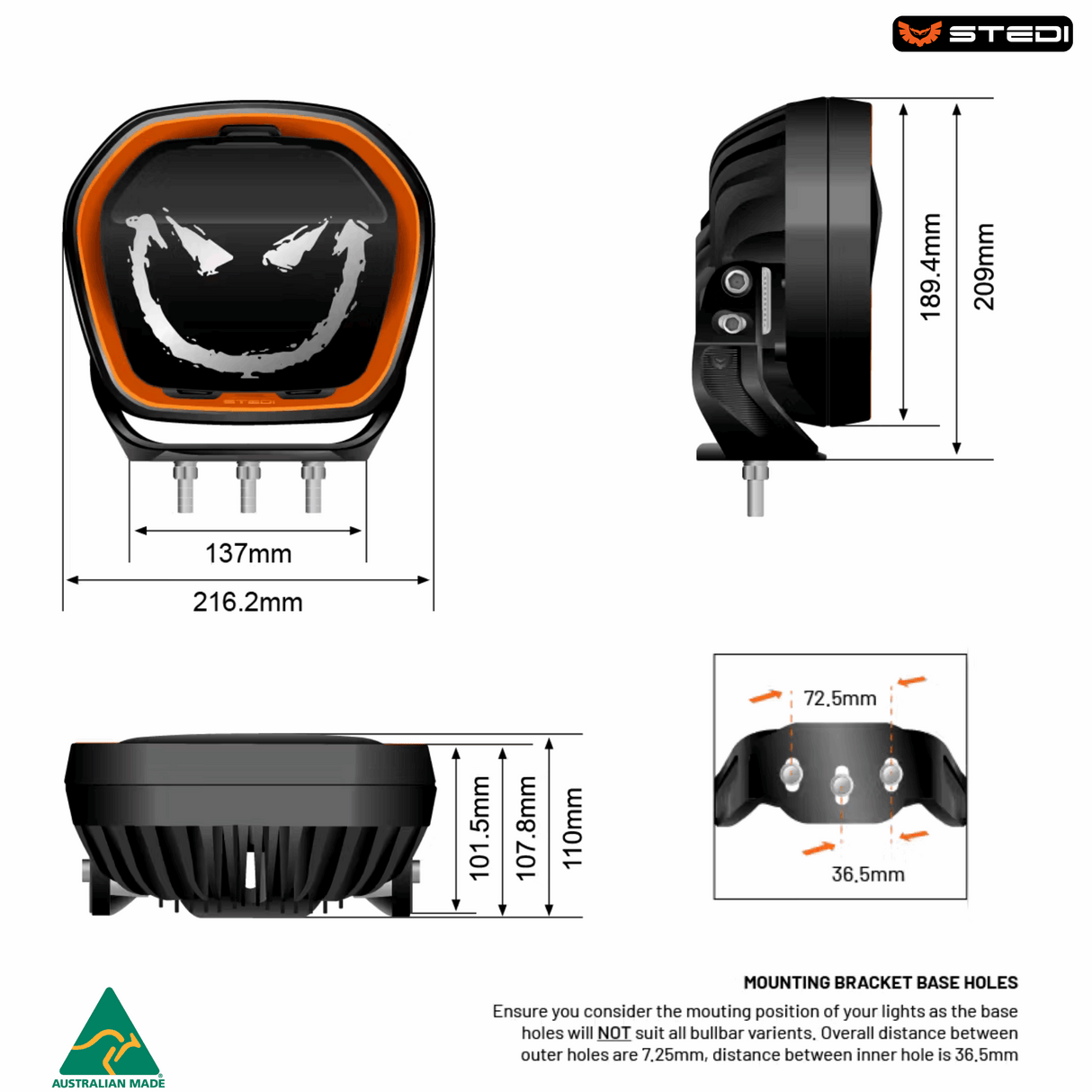 "STEDI Evo Type X 8.5-inch fog lights offering reduced glare and clearer road illumination for safer nighttime driving."