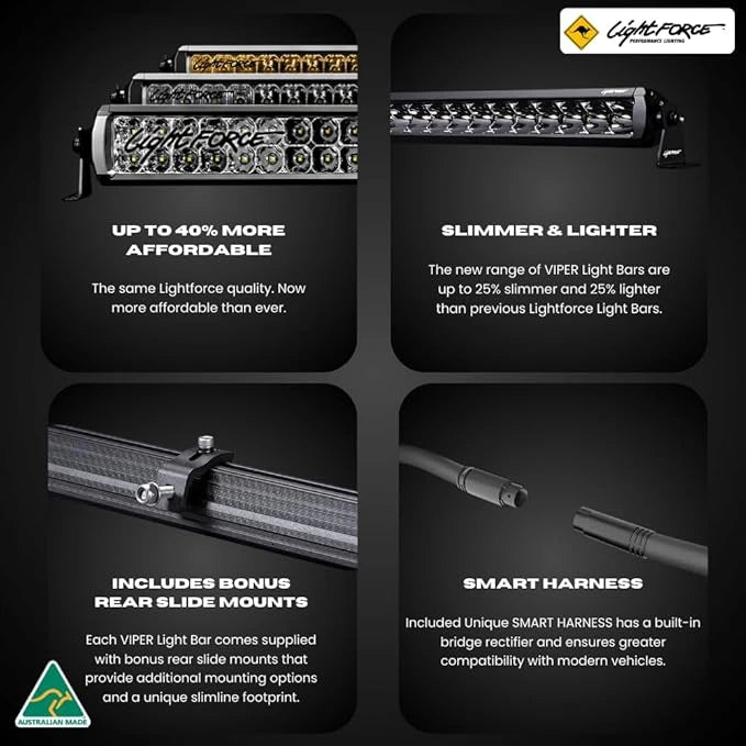 Nighttime view of Lightforce 6" Viper fog lights illuminating a trail.