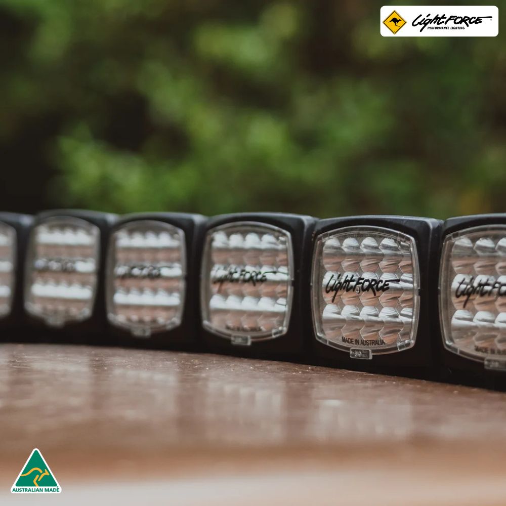 "Durable Lightforce Striker LED fog light designed to improve road visibility during adverse weather conditions."