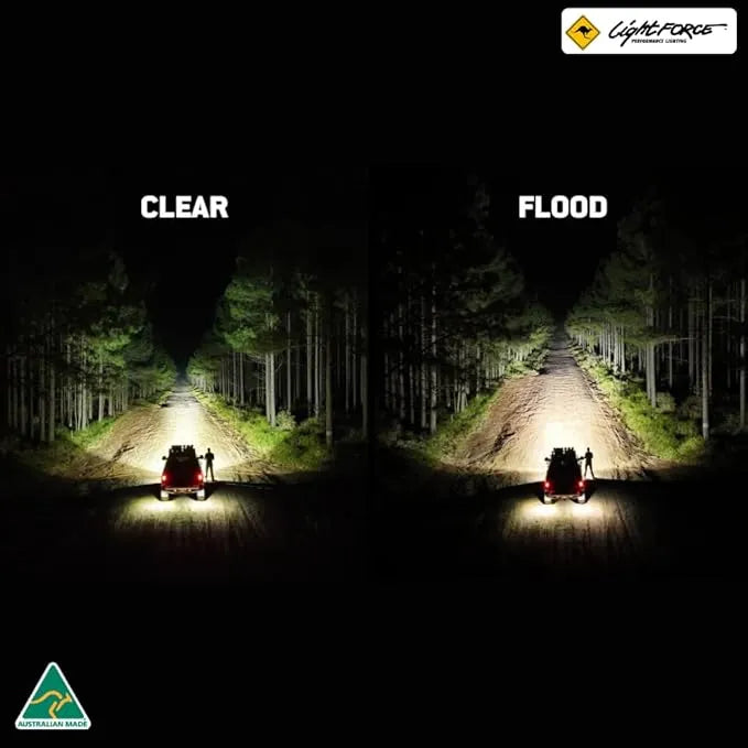 "Sleek and durable Lightforce 6-inch Genesis LED driving light, perfect for enhancing vehicle visibility during night drives."