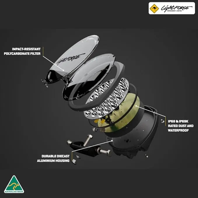 "Lightforce 6-inch Genesis LED with robust build and powerful beam output, ideal for off-road adventures."
