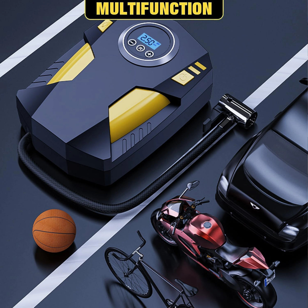 Vahanvue Car Tyre Inflator Air Compressor with Auto Stop and LED Light 12V