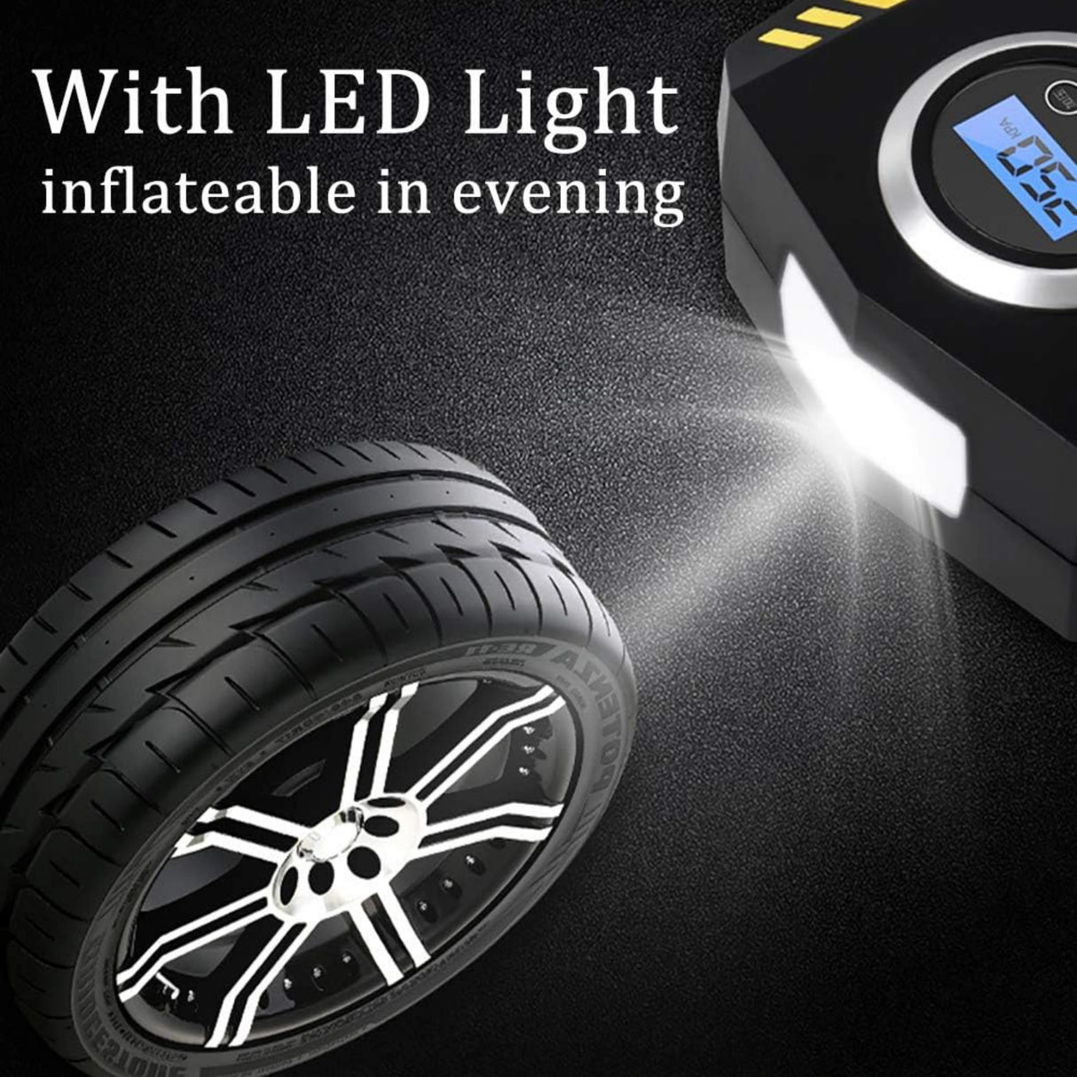Vahanvue Car Tyre Inflator Air Compressor with Auto Stop and LED Light 12V