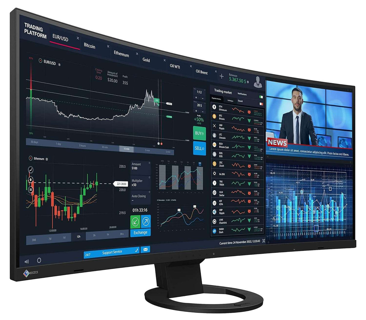EIZO FlexScan EV3895 37.5" Curved Ultrawide Monitor