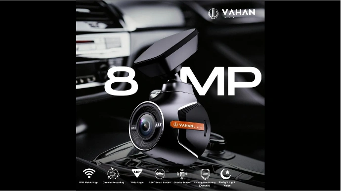 VAHAN VUE 4K Dash Camera UHD 2560P 8MP 140° Wide Angle Night Vision