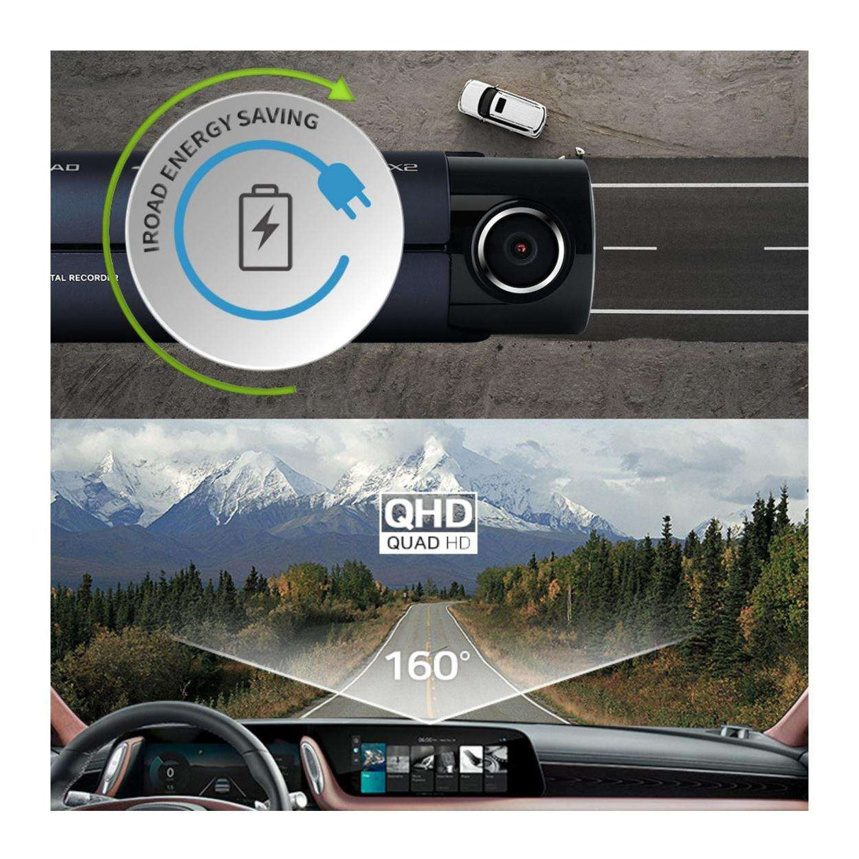X-VISION technology in the IROAD QX2 Dash Cam for enhanced clarity and sharpness of images under various conditions.