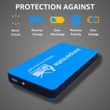 Compact Jumpermate Jump Starter with 1500A peak current and safety features like short-circuit and overload protection