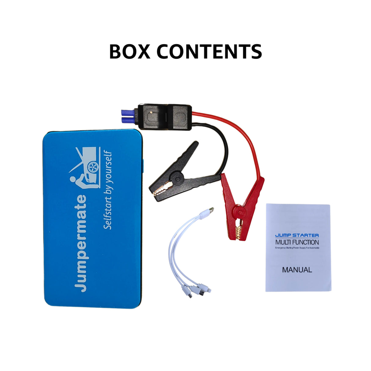 Portable and lightweight Jumpermate Jump Starter ideal for emergency situations, providing reliable power on the go