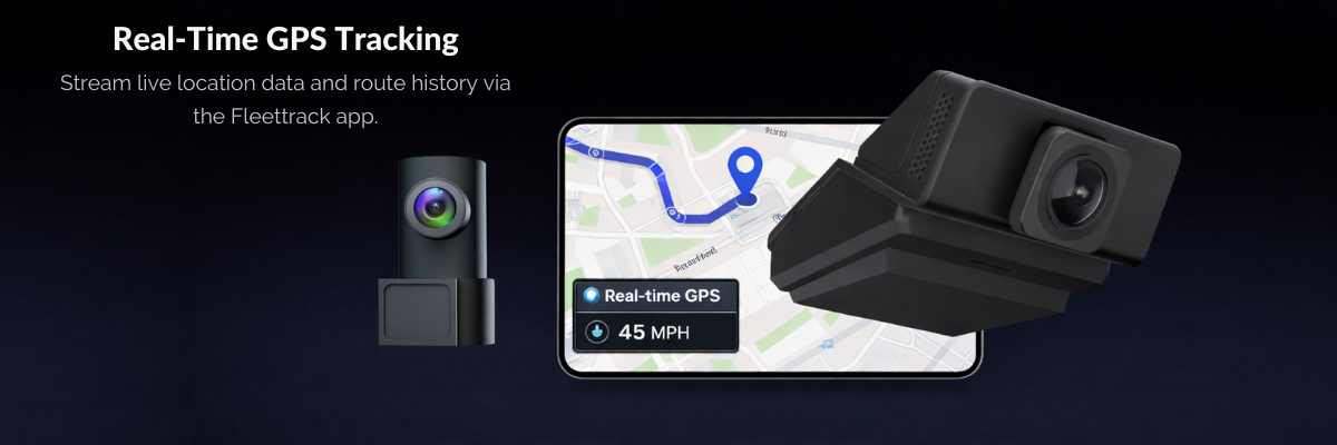 Real-time GPS tracking system with cameras and a display showing location data.