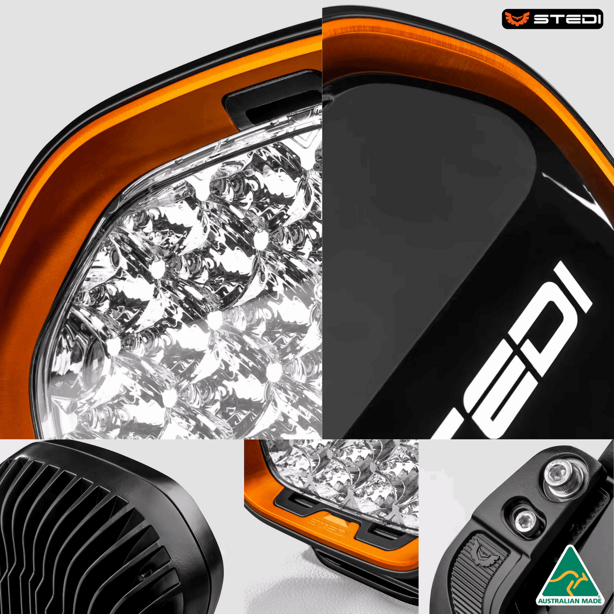 "STEDI Evo Type X 8.5-inch fog lights featuring a compact design for easy installation on various vehicle types."
