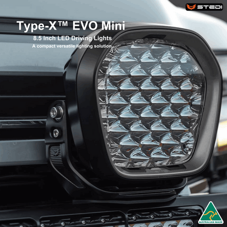 "High-performance STEDI Evo Type X 8.5-inch fog lights designed for improved safety and visibility during foggy weather."
