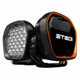 "STEDI Evo Type X 8.5-inch fog lights providing powerful illumination and enhanced road visibility in low-light conditions."
