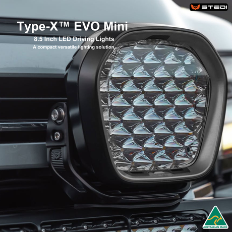 "High-performance STEDI Evo Type X 8.5-inch fog lights designed for improved safety and visibility during foggy weather."
