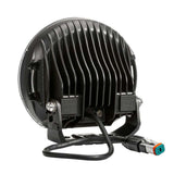 Black LED light with cable on a white background