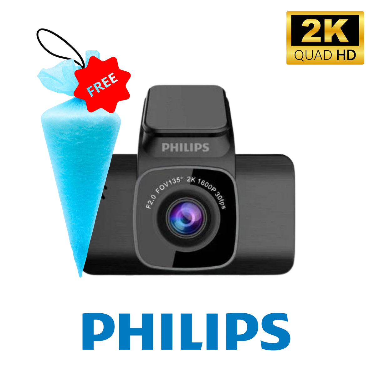 PHILIPS GoSure 5101 Dash Cam for Car, 2K QHD 1600p, G-Sensor
