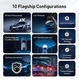 Grid of 10 features with icons and text on a dark background